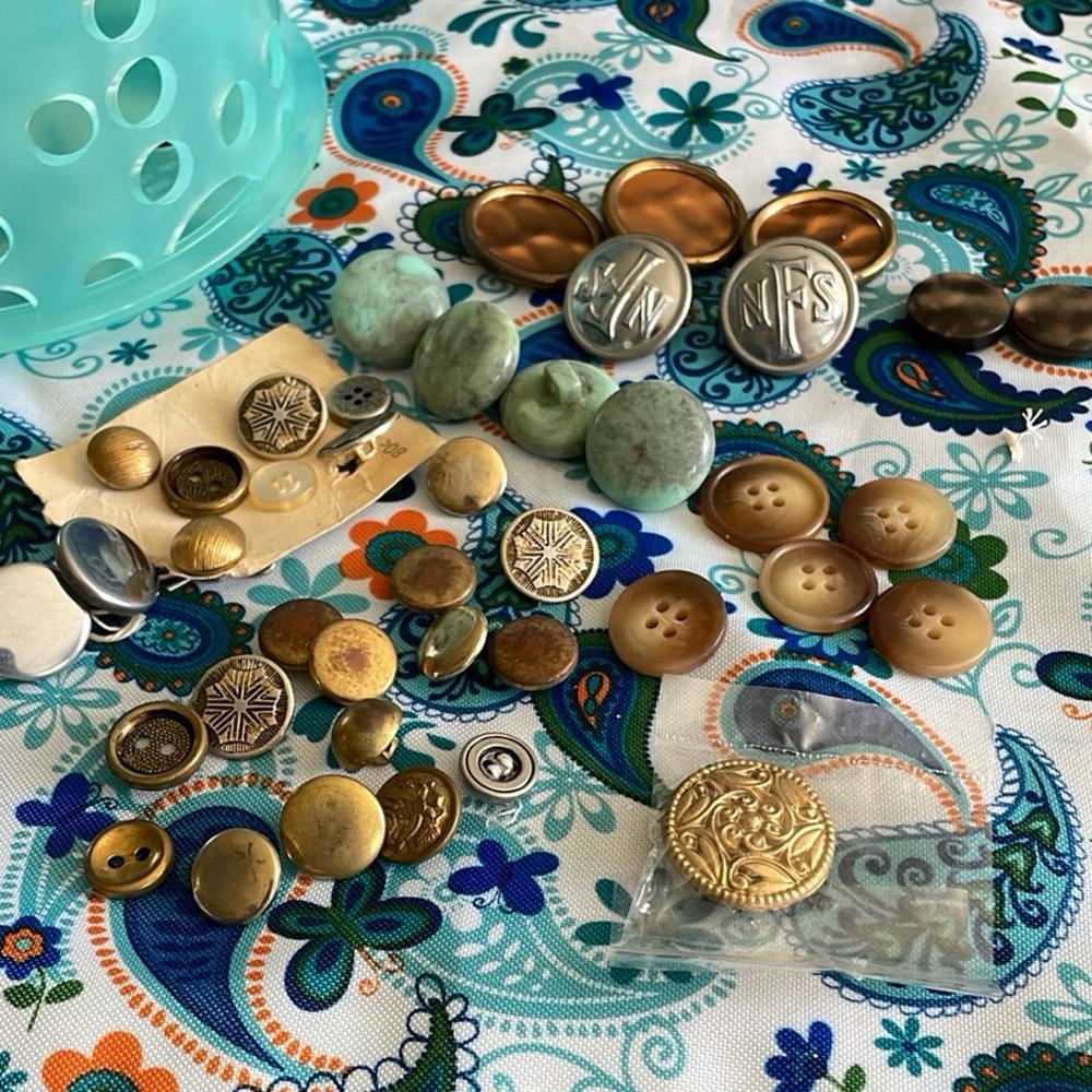 Assorted Vintage Buttons in Gold and Silver